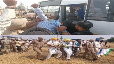 ਗੁਰਦਾਸਪੁਰ 'ਚ ਦਿੱਲੀ-ਕੱਟੜਾ ਹਾਈਵੇਅ 'ਤੇ ਜ਼ਮੀਨ ਅਕੁਆਇਰ ਕਰਨ 'ਤੇ ਮਚਿਆ ਹੰਗਾਮਾ, ਕਿਸਾਨਾਂ ਨੇ ਟਰੱਕ-ਟਰਾਲੀਆਂ ਨਾਲ ਲਾਇਆ ਜਾਮ