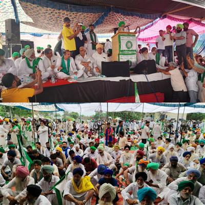 ਦਾਣਾ ਮੰਡੀ ਜੋਧਾਂ ਵਿਖੇ ਲੈਂਡ ਪੂਲਿੰਗ ਨੀਤੀ ਰੱਦ ਕਰਵਾਉਣ ਲਈ ਜਮੀਨ ਬਚਾਓ ਇਤਿਹਾਸਿਕ ਕਿਸਾਨ ਰੈਲੀ ਪੰਜਾਬ ਦੀਆਂ ਜਰਖੇਜ਼ ਜਮੀਨਾਂ ਬਚਾਉਣ ਲਈ ਹਰ ਕਿਸਾਨ ਕੁਰਬਾਨੀ ਦੇਣ ਨੂੰ ਤਿਆਰ: ਡੱਲੇਵਾਲ